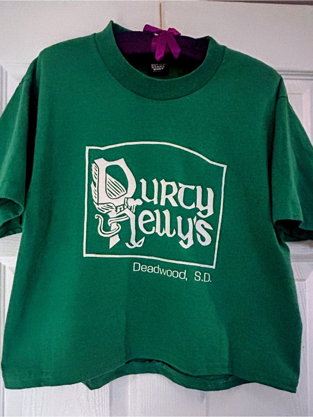 Upcycled Cropped Durty Nelly's Tee Shirt Size L/XL